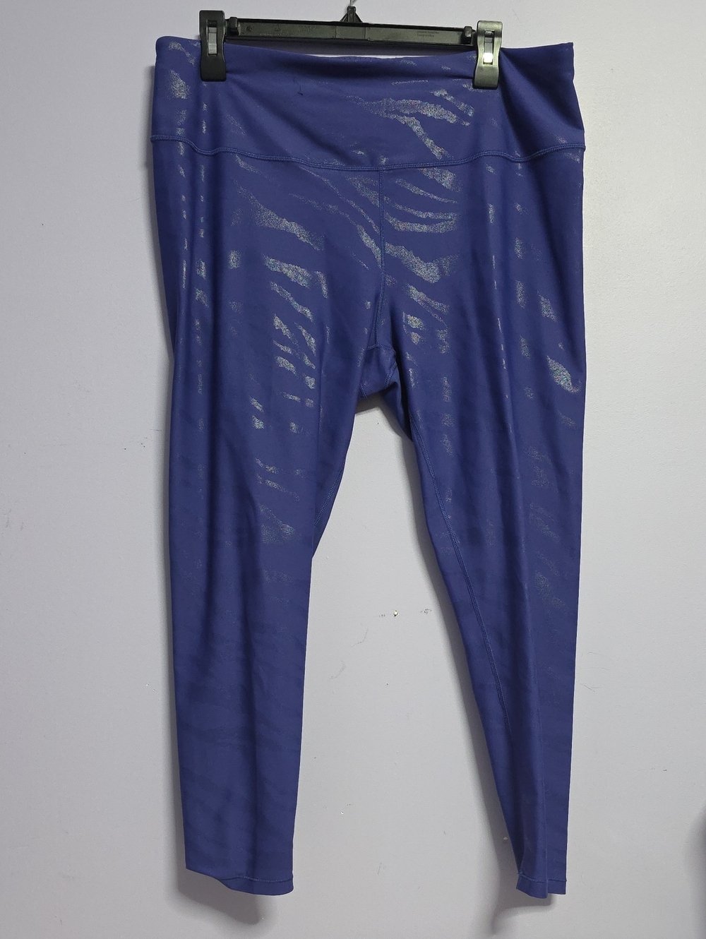 Women's Blue High-Rise Active Leggings with Subtle Shine